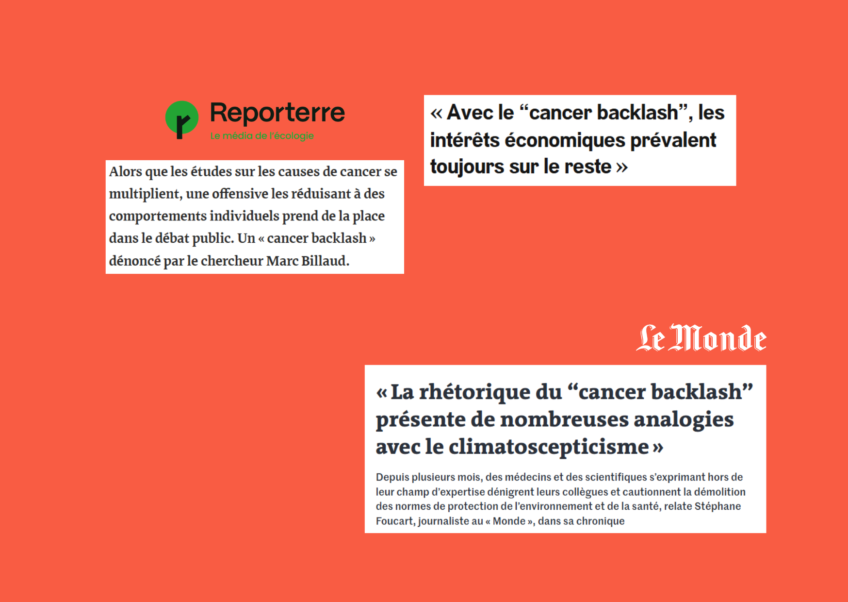 Extraits du journal Reporterre et Le Monde